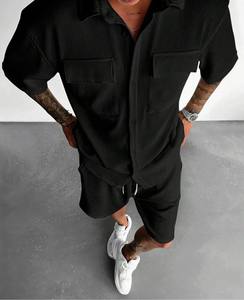 Conjunto de pantalones cortos de diseño informal personalizado para hombre, conjuntos de camisetas con estilo de alta calidad, conjunto de camisa de pantalones cortos transpirables de algodón 100% - Product Image 3