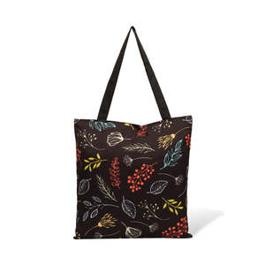 Bolsas de Mano de Lona de Algodón con Estampado de Hojas Navideñas, Color Negro, con Cierre de Cremallera, para Compras y Regalos, la Mejor Bolsa de Lujo a la Moda - Product Image 6
