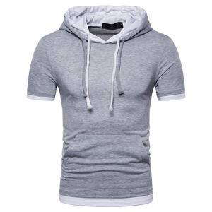 High Quality Wholesale <b>Men's</b> Slim Solid Color Hooded Long Sleeve T-Shirt Stripes Folds Long Sleeve <b>Hoodie</b> Male <b>Sweatshirt</b> - Product Image 3