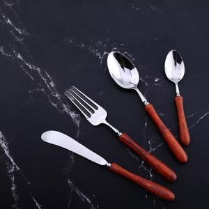 Juego de cubiertos de madera y acero inoxidable de nuevo diseño diseñado para una vida sostenible y arreglos de comedor elegantes - Product Image 6