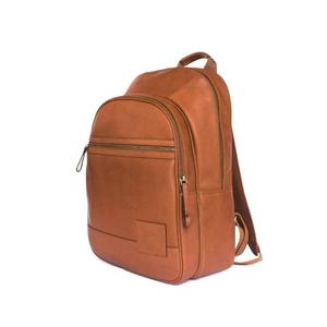 Mochila minimalista de piel auténtica, diseño elegante con bolsillo con cremallera frontal - Product Image 2