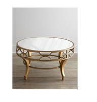 Petit canapé latéral décoratif rond doré Table basse décor à la maison avec dessus en verre salon
