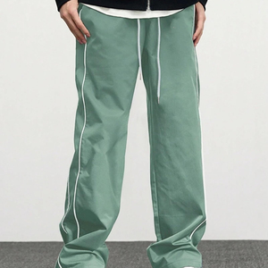 กางเกงยีนส์ขาบานผ้าไนลอนขนาดใหญ่แบบฮิปฮอปทรงหลวมสำหรับผู้ชายดีไซน์แบบกำหนดเองและโลโก้ - Product Image 4