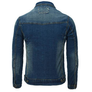 Veste en jean surdimensionnée à boutons personnalisée manches longues col rabattu bleu Jean Vestes en jean pour hommes - Product Image 3