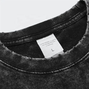 Camiseta con serigrafía gráfica y logotipo personalizado unisex 100% algodón 270 Gsm sin dobladillo Boxy fit recortada DTG Camisetas estampadas - Product Image 3