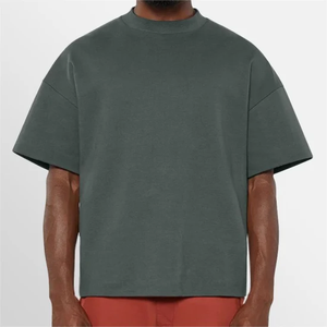 T-shirt à manches courtes surdimensionné pour homme tricoté en coton épais 100% personnalisé Impression T-shirt blanc vierge grande taille - Product Image 3