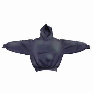 550 GSM Boxy Cropped Knit Hoodie Sunfaded tela de algodón cintura ancha de gran tamaño cómodo transpirable Loose Fit Pullover hombres - Product Image 1