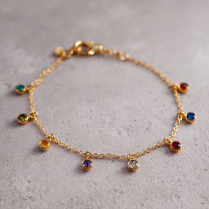 สร้อยข้อมือเพทายสีรุ้งหลากสีเครื่องประดับทองเหลืองตามสั่งผู้ผลิต OEM ODM - Product Image 3