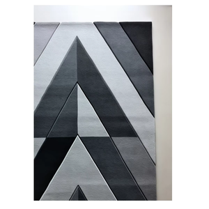 Alfombra de área de lana con mechones a mano de primera calidad Alfombra rectangular de pila alta de diseño negro y gris abstracto moderno para uso doméstico en la sala de estar - Product Image 3