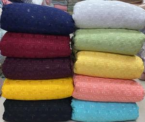 Tissu en dentelle Georgette lourde de haute qualité pour robes de mariée fleurs imprimées avec broderie Schiffli pour la fabrication de robes en Tulle - Product Image 2