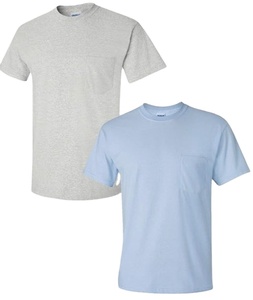 T-shirt en coton personnalisé avec poche, décontracté pour homme, manches courtes, col rond, vente en gros OEM - Product Image 4