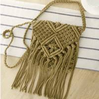 Bolso Tote Bohemio de Gran Capacidad para Mujer, Tejido a Crochet, Ecológico, con Borlas de Hilo de Poliéster, Alta Calidad, Venta al Por Mayor