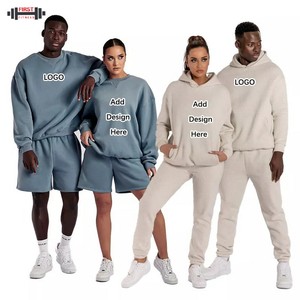 Ensemble de pantalons de survêtement et de survêtement à capuche 2 pièces respirant en molleton de coton pour hommes d'hiver de haute qualité - Product Image 1