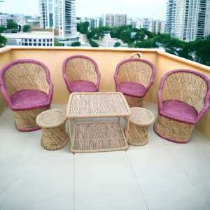 Chaise moderne d'extérieur en bambou avec table pouf pour restaurants cafés villas salons prix compétitif design unique - Product Image 3