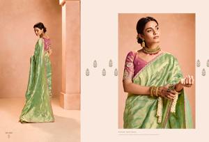 Saree en soie de haute qualité pour femmes, mouchoir en verre souple, bordure brodée, style traditionnel moderne, tenue de fête indienne pour mariage - Product Image 2