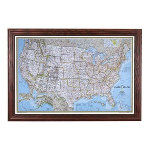 Mapas de Viaje con Pines, Clásico <span class=keywords><strong>Mapa</strong></span> de Estados Unidos - <span class=keywords><strong>Mapa</strong></span> con Pines en Marco de Madera de Cerezo Maciza - Product Image 1