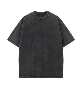 Vintage lavado ácido de moda básica Casual logo personalizado de manga corta hombres mujeres Unisex Streetwear algodón camiseta para hombres - Product Image 2