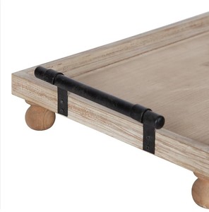 ถาดถาดไม้สนสี่เหลี่ยม12 "x 16" พร้อมที่จับและขาโลหะสำหรับเสิร์ฟและตกแต่ง - Product Image 4
