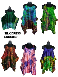 Moda Boho Gypsy Hippi seda Tie Dye vestidos medianos mujeres cuello en U suave fluido bordado Vintage verano ropa Formal - Product Image 3