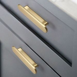 New Gold Brass Cabinet <b>Handle</b> Modern <b>Pull</b> Knobs for Home Kitchen Office Furniture Hardware <b>Door</b> Drawer Wardrobe Cabinet <b>Handle</b> - Product Image 2
