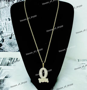 Colgante con el número cero estilo Iced Out, cadena de cuerda plateada, estilo hip hop, con diamantes de imitación Moissanite, colgante llamativo para hombres y mujeres. - Product Image 3