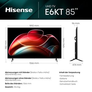 Televisor LED Inteligente 4K UHD de 215 cm (85 Pulgadas) con Frecuencia de Actualización de 120 Hz, Conectividad WiFi, Modo Hotel - Negro - Product Image 6