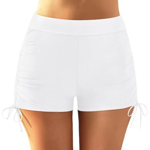 Board <b>Shorts</b> <b>Women</b> Beachwear Leopard Fashion High Waist Swimming Trunks Side Drawstring Solid Pleated Bikini Bottom <b>Boxer</b> <b>Shorts</b> - Product Image 5
