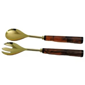 Mango de resina de nuevo diseño y acero inoxidable con accesorios de cocina para servidor de ensaladas chapados en oro - Product Image 1