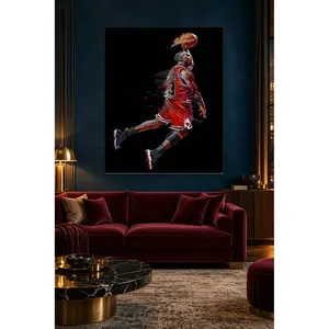 Fida Slam Dunking, joueur de basket-ball en maillot rouge, impression sur toile - Product Image 5