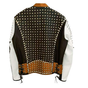 Chaquetas de Cuero Genuino Estilo Rock Punk, Chaqueta de Moto de Alta Calidad, Estilo Clásico, Ajustada, Vintage, Larga, Impermeable y Transpirable para Hombre - Product Image 3