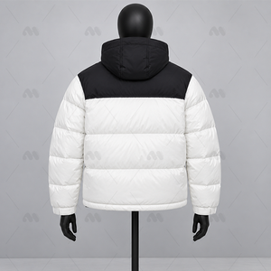 Unisex Winter Stand-Up Canvas Zipper Eco-Friendly Windproof Plain Dyed Cotton Fleece-Lined <b>Puffer</b> <b>Jacket</b> Loose-Fit Couple's - Product Image 5