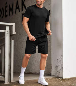 ชุดกางเกงขาสั้นลำลองสองชิ้นผ้าเทอร์รี่สีพื้นสำหรับผู้ชายชุดเสื้อยืดผ้าฝ้ายออร์แกนิก100% ระบายอากาศได้สำหรับฤดูร้อน - Product Image 4