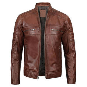 Vêtements de mode de marque veste en cuir hommes veste en cuir véritable avec fermeture éclair Top vente hiver mode cuir vestes pour hommes - Product Image 1