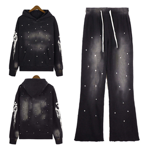 Chándal personalizado de alta calidad, chándales para hombre, chándal lavado vintage, conjunto de pantalones de chándal y sudadera con capucha para hombre - Product Image 1