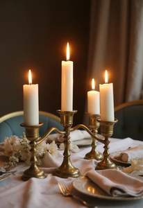 Elegantes candelabros de metal plateados hechos a mano para decoración de interiores de lujo y arreglo de velas para eventos de bodas - Product Image 3