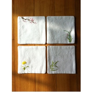 Royal White Square Shape Soft Cloth Elegant Linen <b>Coaster</b> for Home Restaurant <b>Table</b> <b>Coaster</b> - Product Image 3