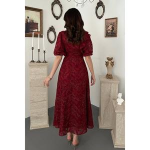 Vestido Azul con Lazo Rojo - Rojo - Product Image 5