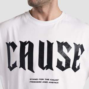 100% Cotton Oversize T-Shirt the Courageous Tee with Street Style Pattern Screen Print on 210gsm Jersey <b>White</b> Color - Product Image 5