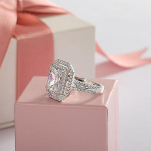 Jeulia <b>Sterling</b> <b>Silver</b> Double Halo Engagement <b>Ring</b> with Diamond <b>Adjustable</b> 18K Gold Plated - Product Image 4