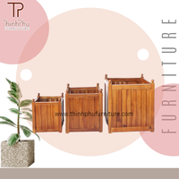 Dapat disesuaikan Pot tanaman gantung kayu ember bunga tembaga dengan kayu Otomatis Stainless Tinting untuk penggunaan luar ruangan Rumah & Taman