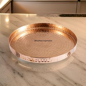 Rose Gold Plated Hammered Design Stainless Steel Vanity Tray Luxury Commercial Hotel Restaurant Serving Tray Low Wholesale Price - Product Image 4