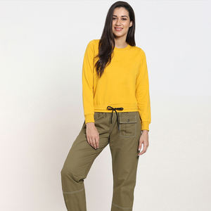 Pull surdimensionné décontracté pour femmes 100% coton sweat à col rond tissu tricoté léger nouveau Design doublure pour l'automne hiver - Product Image 4