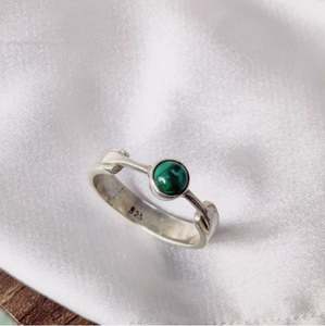 Bague classique en argent sterling 925 pour femmes avec incrustation de quartz d'agate de diamant malachite larimar pour les fêtes de mariage - Product Image 3