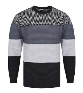 Vêtements unis décontractés pour hommes pulls de sport en tricot pour hommes pull personnalisé O cou bloc couleur pull en laine respirant - Product Image 1