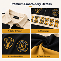 Camiseta de Rugby a Rayas de Manga Larga para Hombre, Personalizada IKDEER, con Cuello Polo, Jersey de Equipo, Parche Bordado, Marca Privada