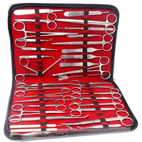 Kit d'instruments vétérinaires de 157 pièces en acier inoxydable argenté, ciseaux, pinces, porte-aiguilles, manche de scalpel, dissection chirurgicale