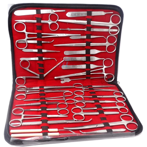 Kit de instrumentos de veterinaria, tijeras de acero inoxidable, pinzas, soportes de aguja, mango de bisturí, Kits de sección quirúrgica, CE, 157 piezas - Product Image 5