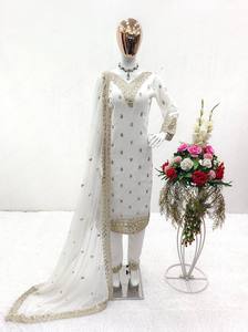 ชุดปาร์ตี้สวยสวมด้านบน-พลาสโซพร้อม dupatta กับงานปัก - Product Image 6