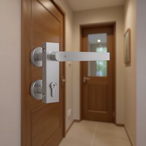 Ensemble de rosettes décoratives pour la maison Amsterdam 58/42KV/42KVS/1400 en aluminium F1 en forme de U PZ DIN Gauche/Droite Plate D/K HOPPE - Product Image 3