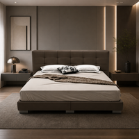 Meubles de chambre à coucher de luxe modernes et postmodernes en cuir Napa italien, cadre en bois de pin importé réglable, lit king size en cuir
